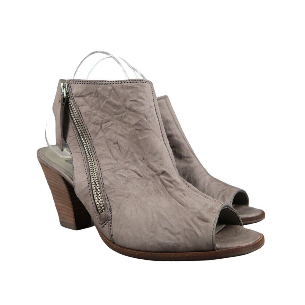 Paul Green Shoes Womens 8.5 Sandal Peep Toe Cayanne Asymmetric Zip Leather Grey